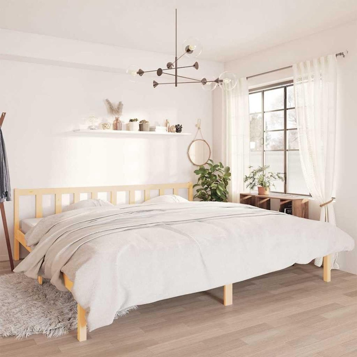 Houten Bedframe - Houten Bed - Slaapkamer Inrichten - Massief Grenenhout - 180 x 200 cm - Natuurlijk