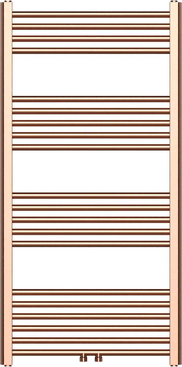 Belrad handdoekdroger, LINKS-RECHTS/MIDDENAANSLUITING, 414 watt, 1200 × 600 cm – Geborsteld koper