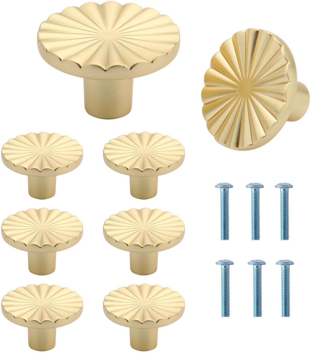 6 stuks ronde kastknoppen meubelknoppen knoppen voor kast kastgrepen goud voor kledingkast, kast, met een schroef