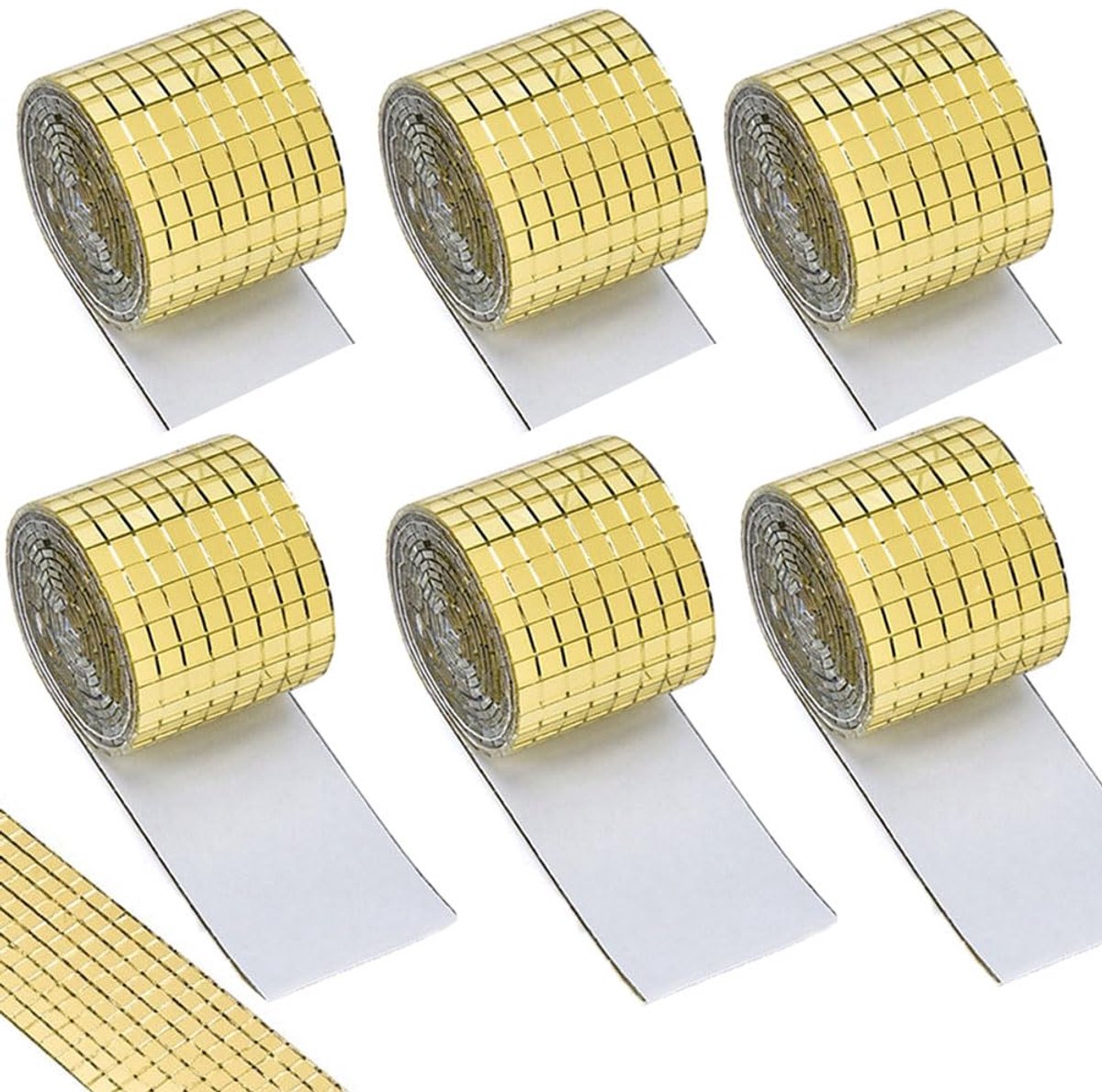 Spiegels, 5 x 5 mm spiegelmozaïekglas, mozaïektegels, spiegeltegels, zelfklevende discobal plakstrips voor doe-het-zelf discobal (goud)