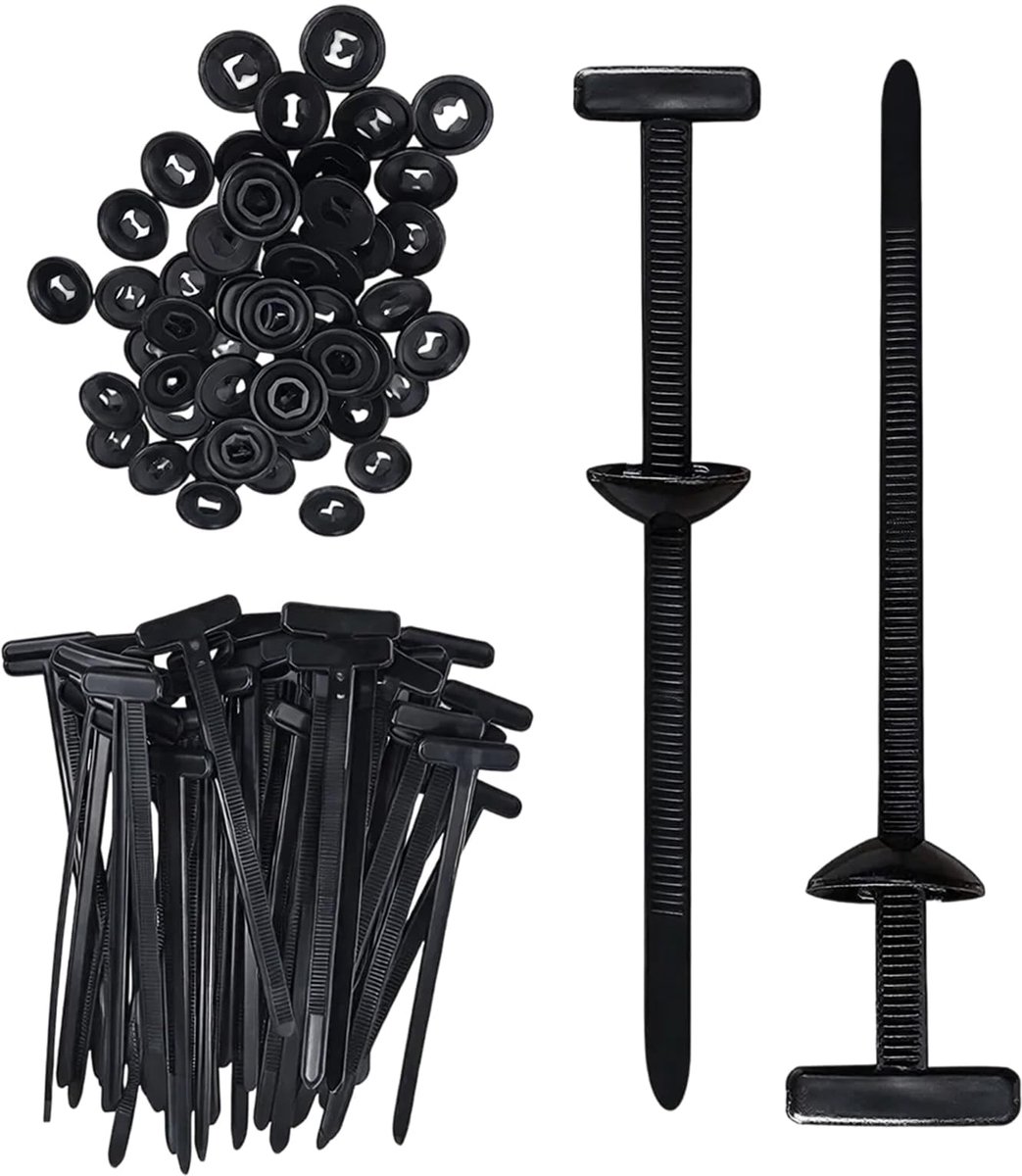 200 stuks kabelbinders, zwart, universele kabelbinder-gesp, zelfborgende nylon kabelbinders, sluiting, nylon kabelbinderhouder, kunststof kabelbinderwerk voor auto, huishouden, reparaties