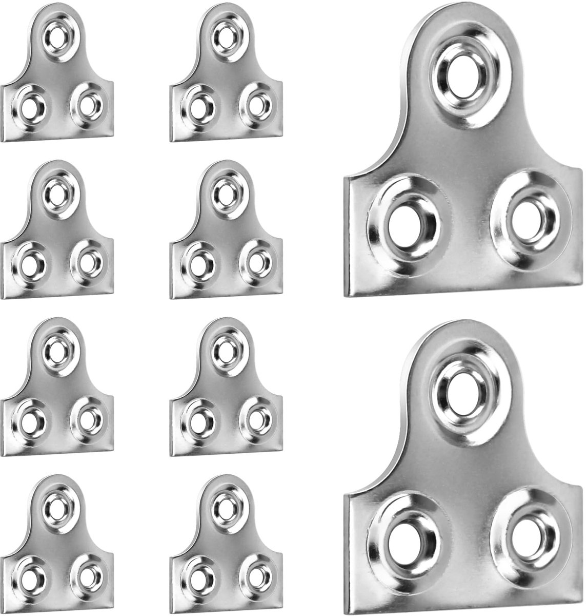 Set van 10 messing hangplaten voor fotolijst, 25 mm effen spiegelglas frame hangende bevestigingsplaten (zilver)