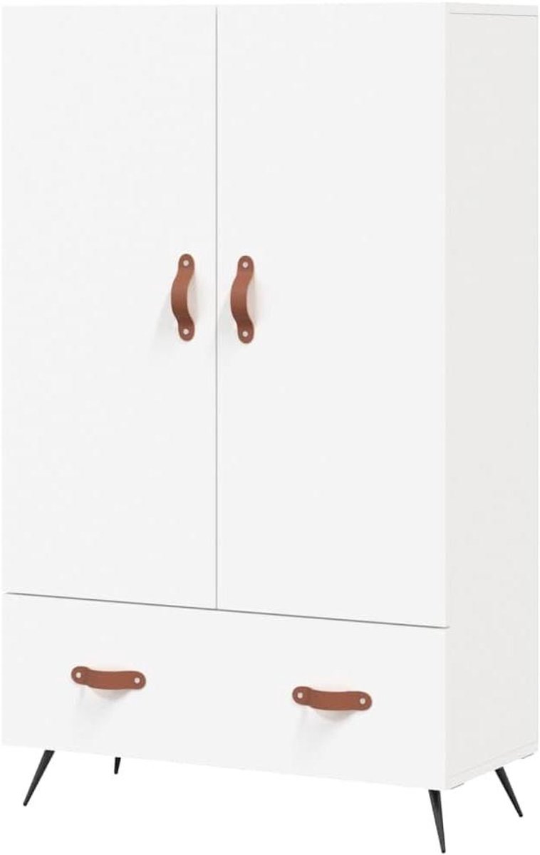 Hoge Kast - Opbergkast Keuken - Ruimte Organiseren - Duurzaam Bewerkt Hout - 69.5 x 115 cm - Wit