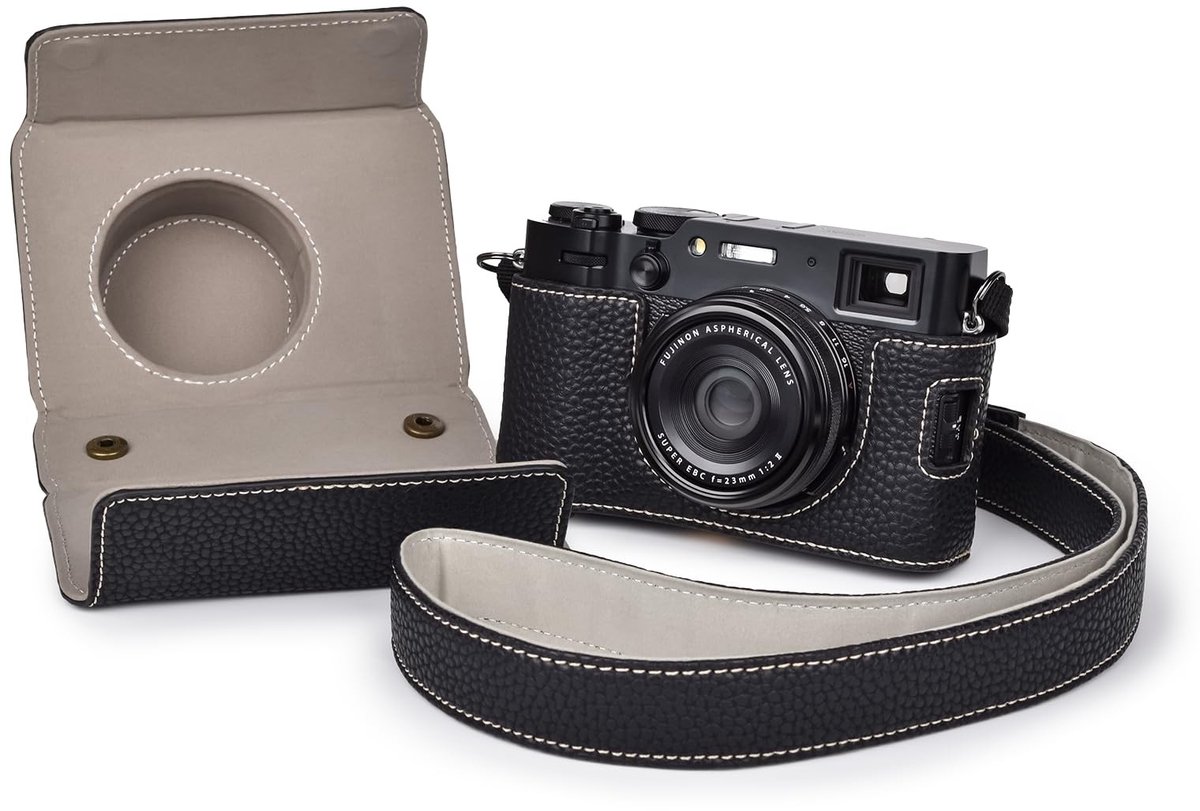 Dailygoods - VOVMOEYA Camerahoes voor Fujifilm X100VI met verstelbare schouderband, Fuji PU lederen halve camerahoes, stijlvolle beschermende draagbare