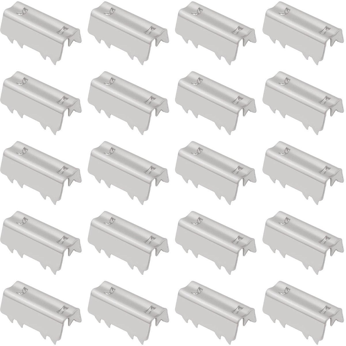 Dailygoods- Distributieriem Klemmen 100 Stuks - Roestvrij Staal - Compatibel met GT2 - Afmetingen 6,6mm x 19,5mm - Duurzaam - Slijtvast - Riemklemmen
