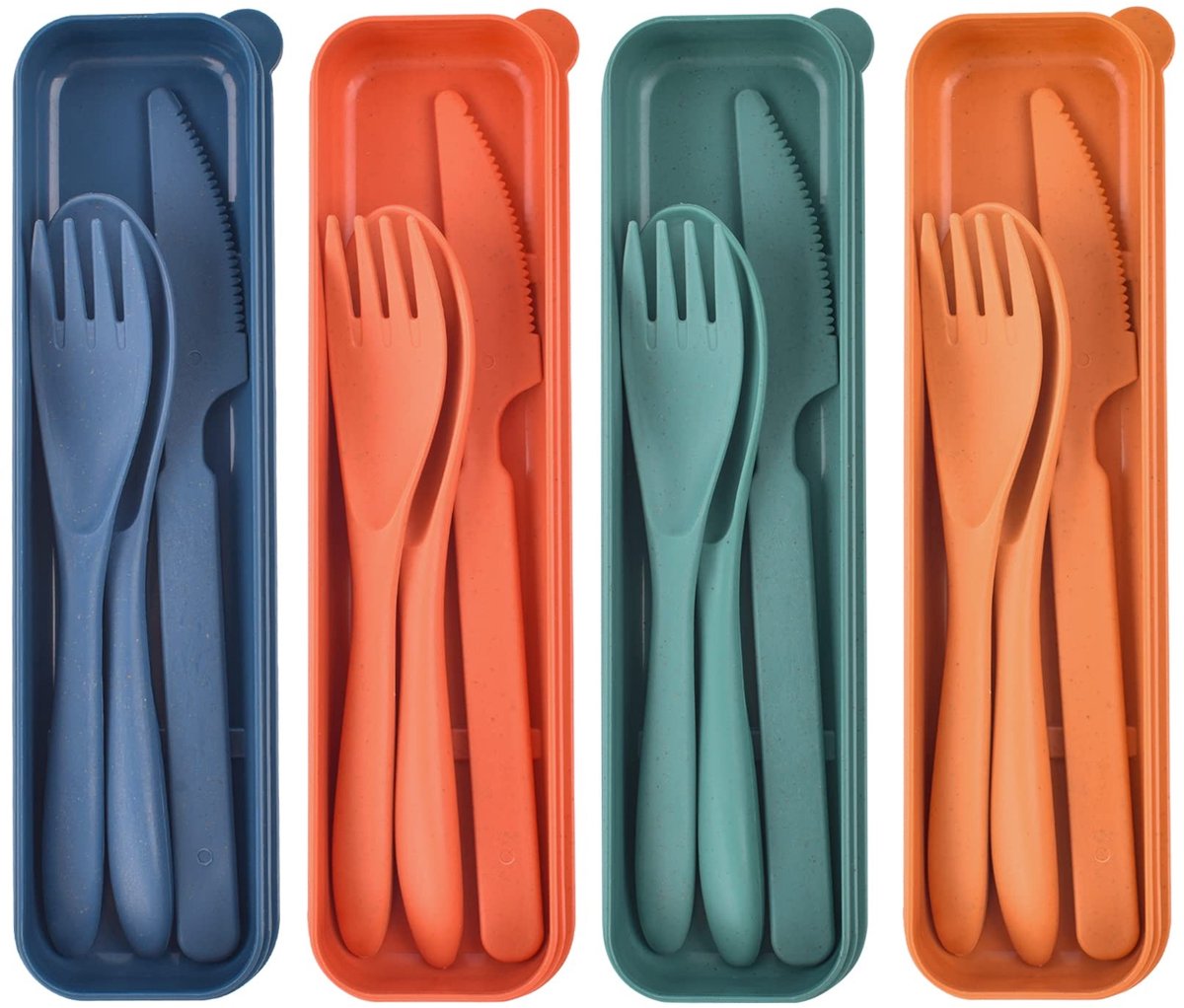 Dailygoods- Reisbestek Herbruikbaar - Bestekset voor Reizen - Draagbare Bestekset - 4-delige Set - Lichtgewicht - Etui 21x5,5x2,5 cm
