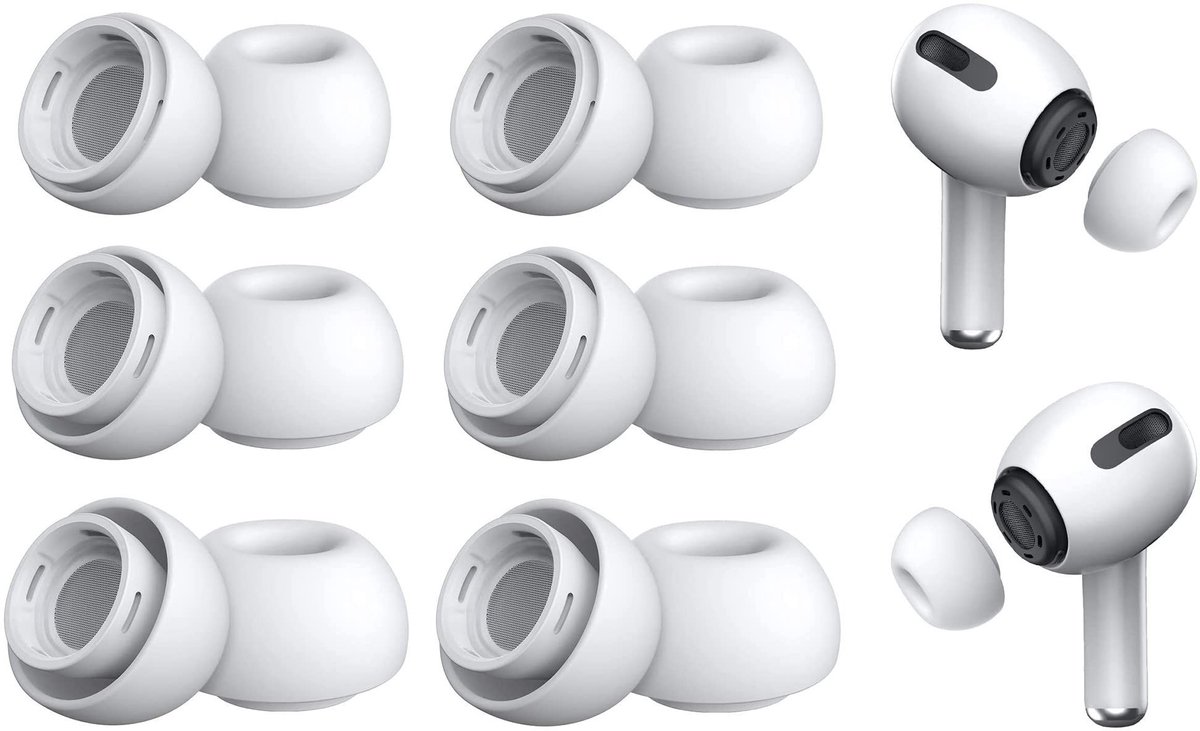 Dailygoods - 6 Paar Vervangende Siliconen Oordopjes - Comfortabel en Geschikt voor Airpods Pro - Wit - Perfecte Pasvorm - Ideaal voor Dagelijks Gebruik