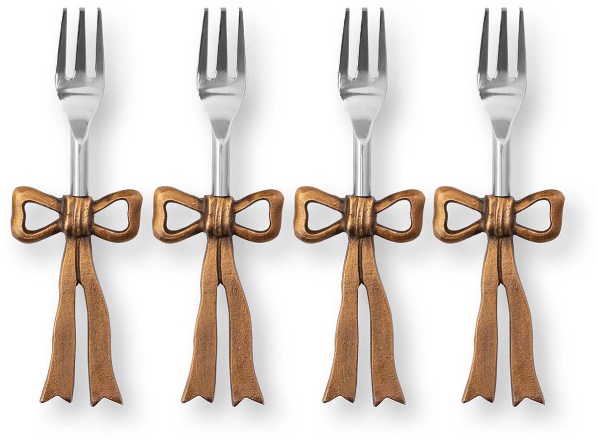vtwonen - Taartvorkjes - Dessertvorkjes - Metaal - Goud - 14 cm - Set van 4
