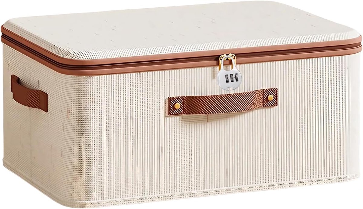 Afsluitbare box, opvouwbare opbergbox met deksel, opvouwbare organizer, opbergdozen met cijferslot, opbergmand voor kledingkast of onder het bed (30 x 20 x 14 cm)