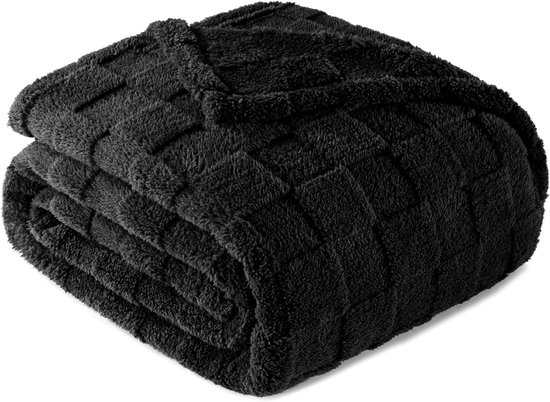 Mezcla Fleece deken voor op de bank, super zachte en warme lichtgewicht geruite dekens voor alle seizoenen, 127 x 152 cm, zwart | Fleece deken met geruit ontwerp, lichtgewicht en ademend, schattige pluizige plaid voor huisdecoratie, zwart Mezcla Fleece deken voor op de bank, super zachte en warme lichtgewicht geruite dekens voor alle seizoenen, 127 x 152 cm, zwart | Fleece deken met geruit ontwerp, lichtgewicht en ademend, schattige pluizige plaid voor huisdecoratie, zwart