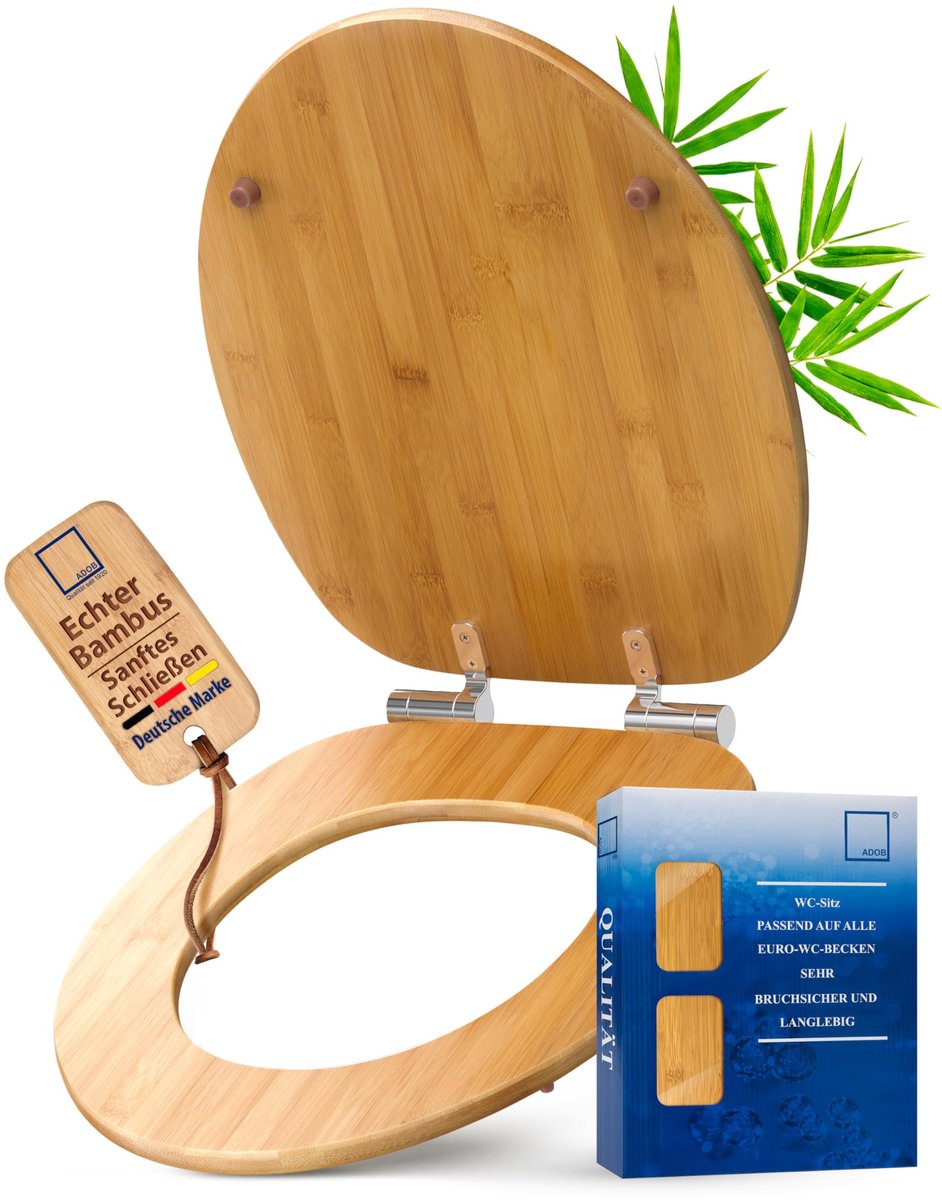 Dailygoods- WC Bril Hout - WC Bril Softclose - Toiletbril met Automatische Daling - Toiletdeksel Hout - WC Bril met Automatische Verlaging - Toiletbril Hout