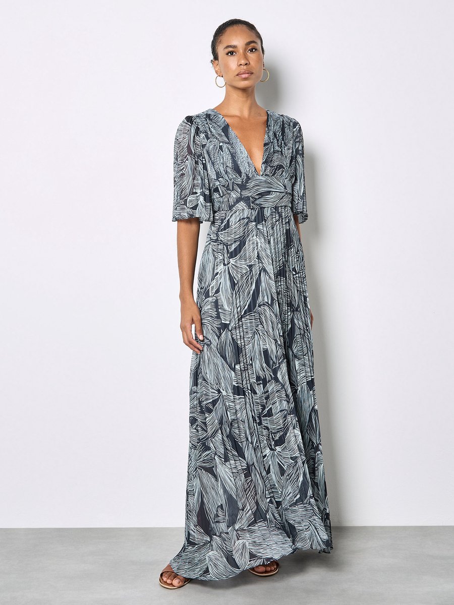 Maxijurk van bloemenprint chiffon met glans