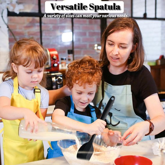 spatel set voor koken bakken en mixen, food grade rubberen spatels, hoge hittebestendig voor anti-aanbak kookgerei, vaatwasmachinebestendig, BPA-vrij, zwart keukengerei, pak van 3 — afbeelding 5