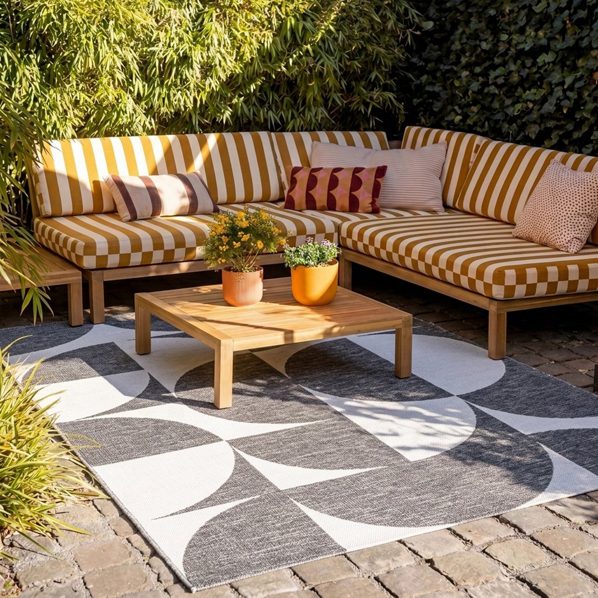 Fraai Buitenkleed - Summer Shapes Grijs - 120x170cm