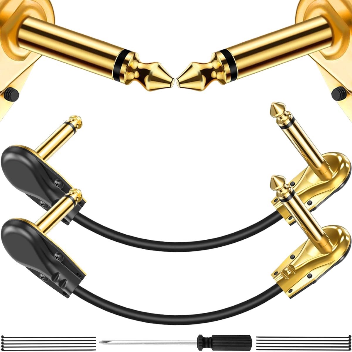 Guitar Patch Cables 6 Inch - Geluidsvrije 1/4 Inch Hoekige Kabels met Dubbele Scherming voor Effectpedalen en Mengpanelen