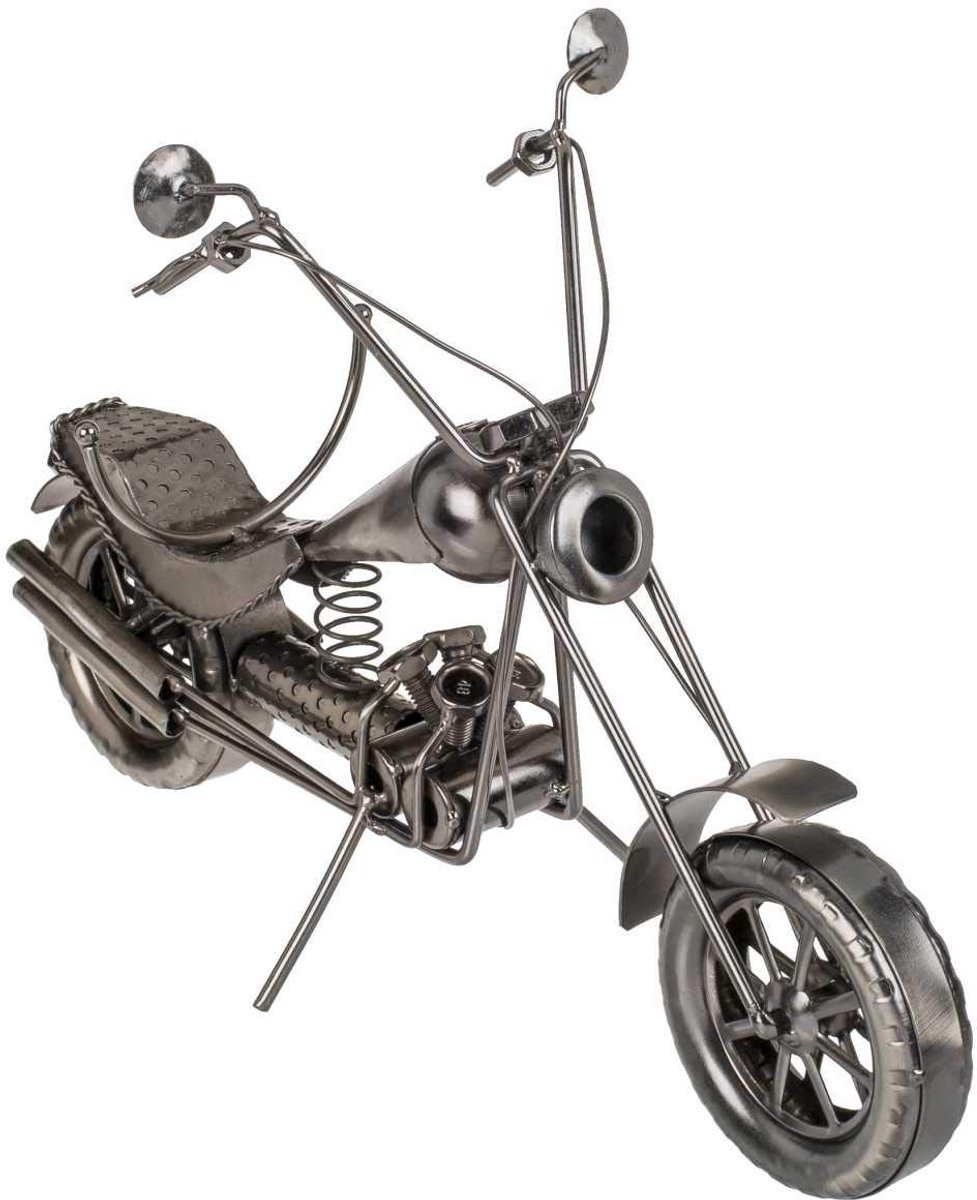 SnelShoppen - Flessenhouder Motorfiets II van Metaal, Decoratieve Flessenstandaard, 32x22 cm, Perfect Cadeau voor Feest, Tuin en Keuken