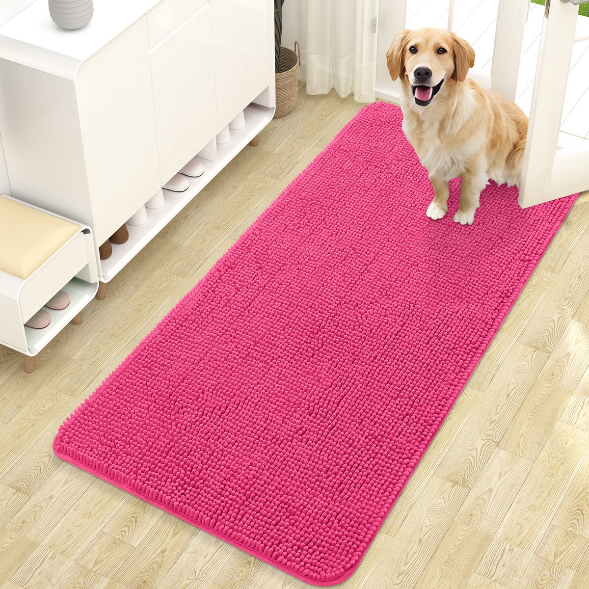 Olanly - Deurmat - Binnen deurmat - Waterabsorberend en antislip - 61x120cm - Roze rood
