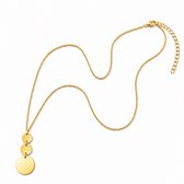 Marama Solis Gouden Ketting – Lange Stainless Steel Damesketting met Drie Ronde Hangers – Premium Kwaliteit - Nikkelvrij – Verstelbaar 75 + 7 cm