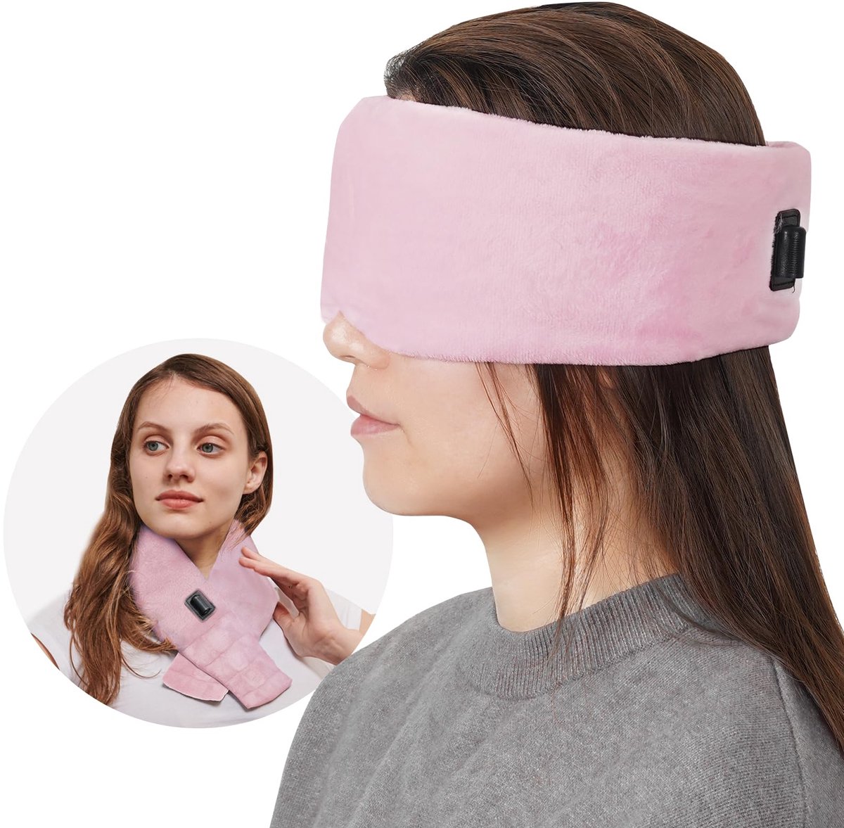 SnelShoppen - Verwarmd Oogmasker, Warm Oogkompres voor Blefaritis en Droge Ogen Behandeling, Grijs Roze, Ideaal voor Ontspanning en Verlichting