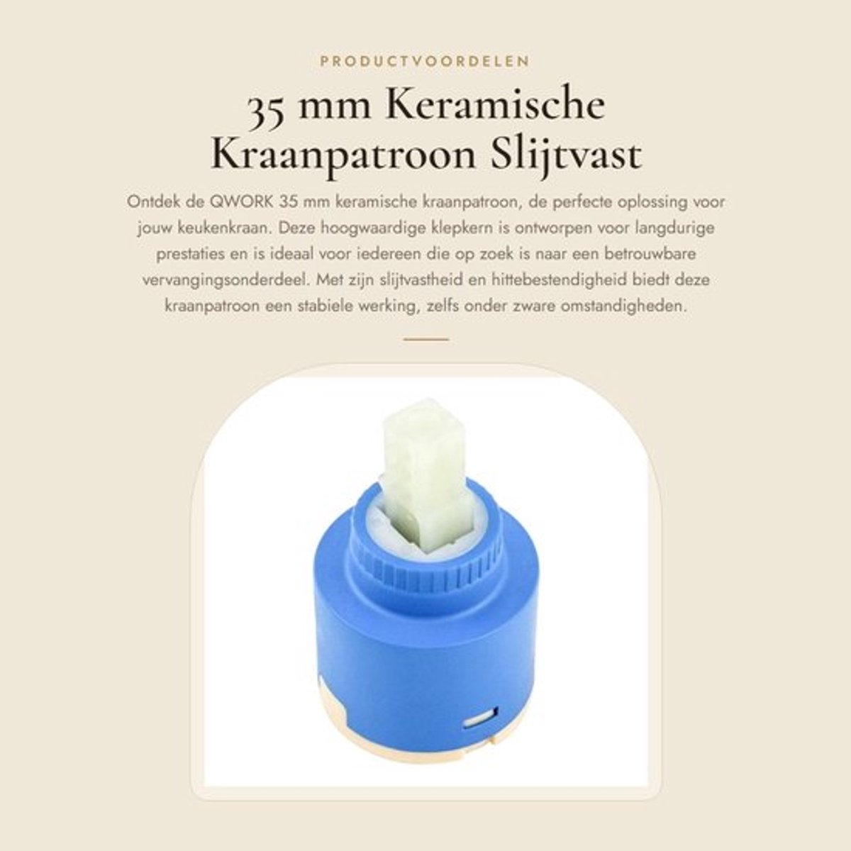 Keramische Kraanpatroon 35 mm - Slijtvast/Hittebestendig - Warm/Koud Schakelventiel - Geschikt voor Keukenkraan - Versterkte Behuizing - Eenvoudige Installatie - Kraanonderdeel