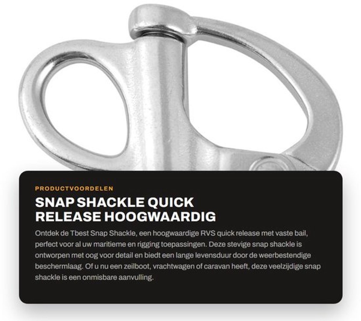 Snap Shackle Vaste Beugel - Roestvrij Staal - Snelle Ontgrendeling - Marine Rigging - Geschikt voor Boten - Weerbestendige Coating - Bevestigingshaak