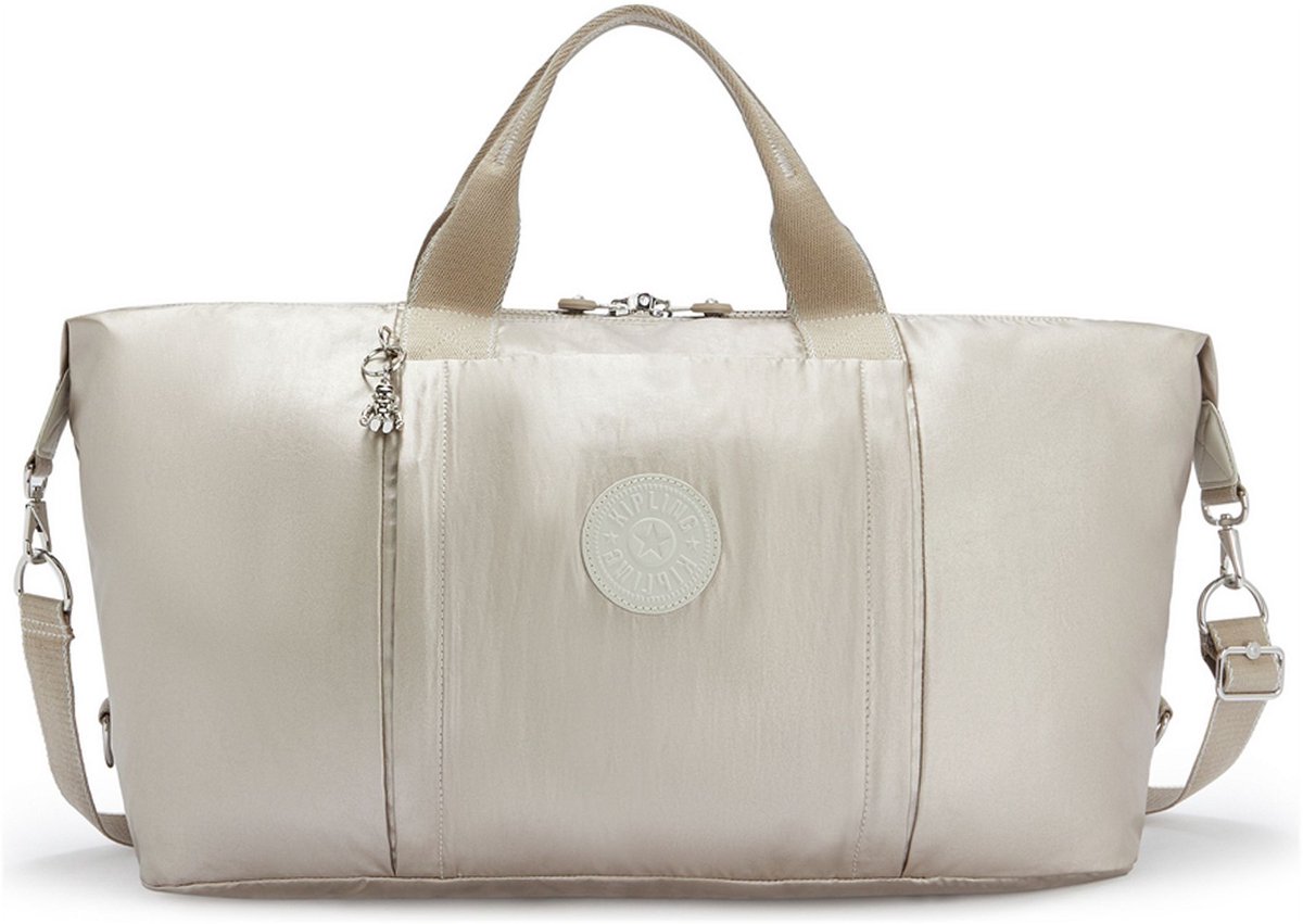 kipling schoudertas sporttas Bori Weekender Metallic Glow Taupe