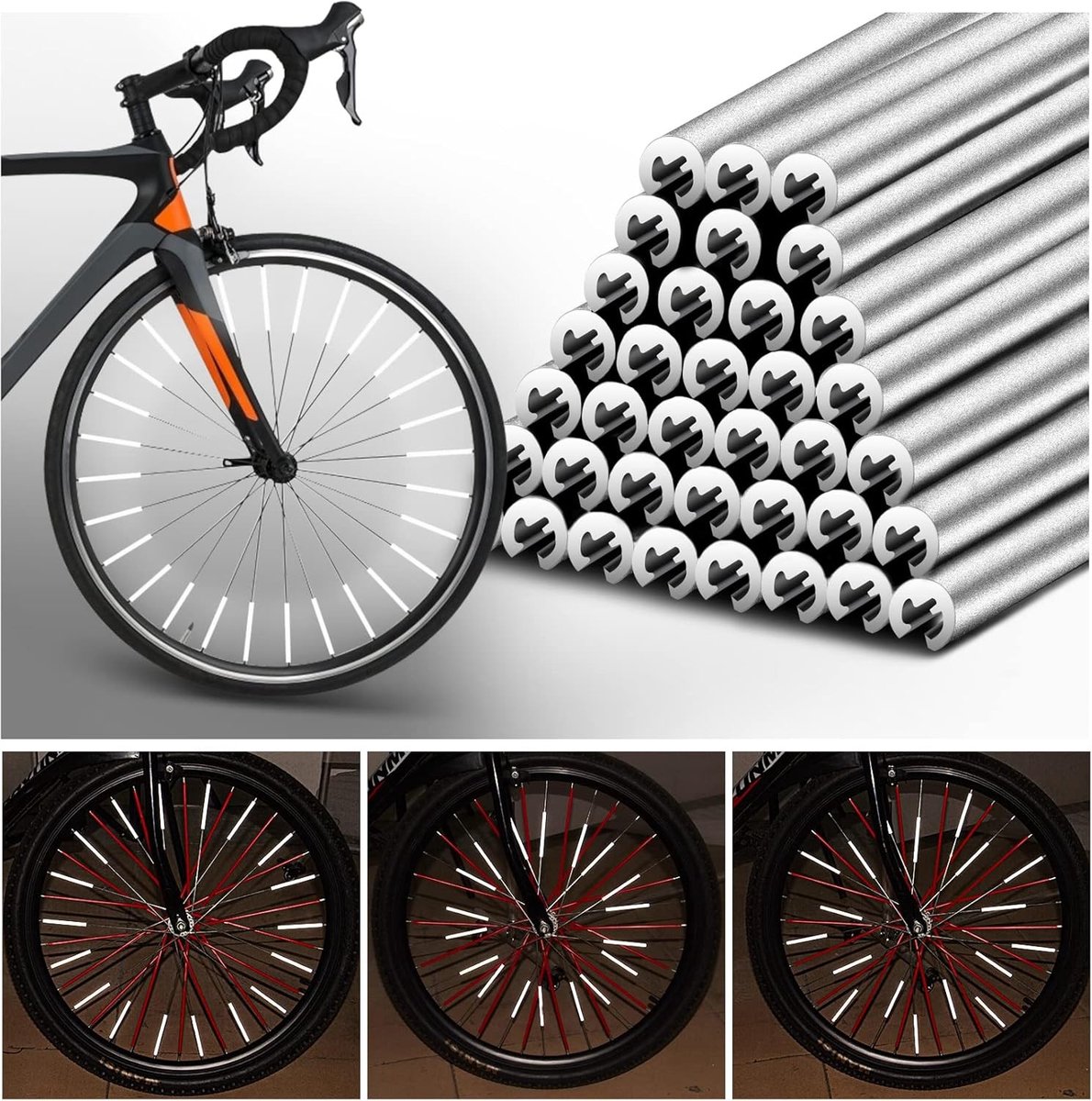 72 Stuks Reflecterende Spakenhoezen voor Fietswielen - 360° Zichtbaarheid en Bescherming voor Motoren en Dirt Bikes