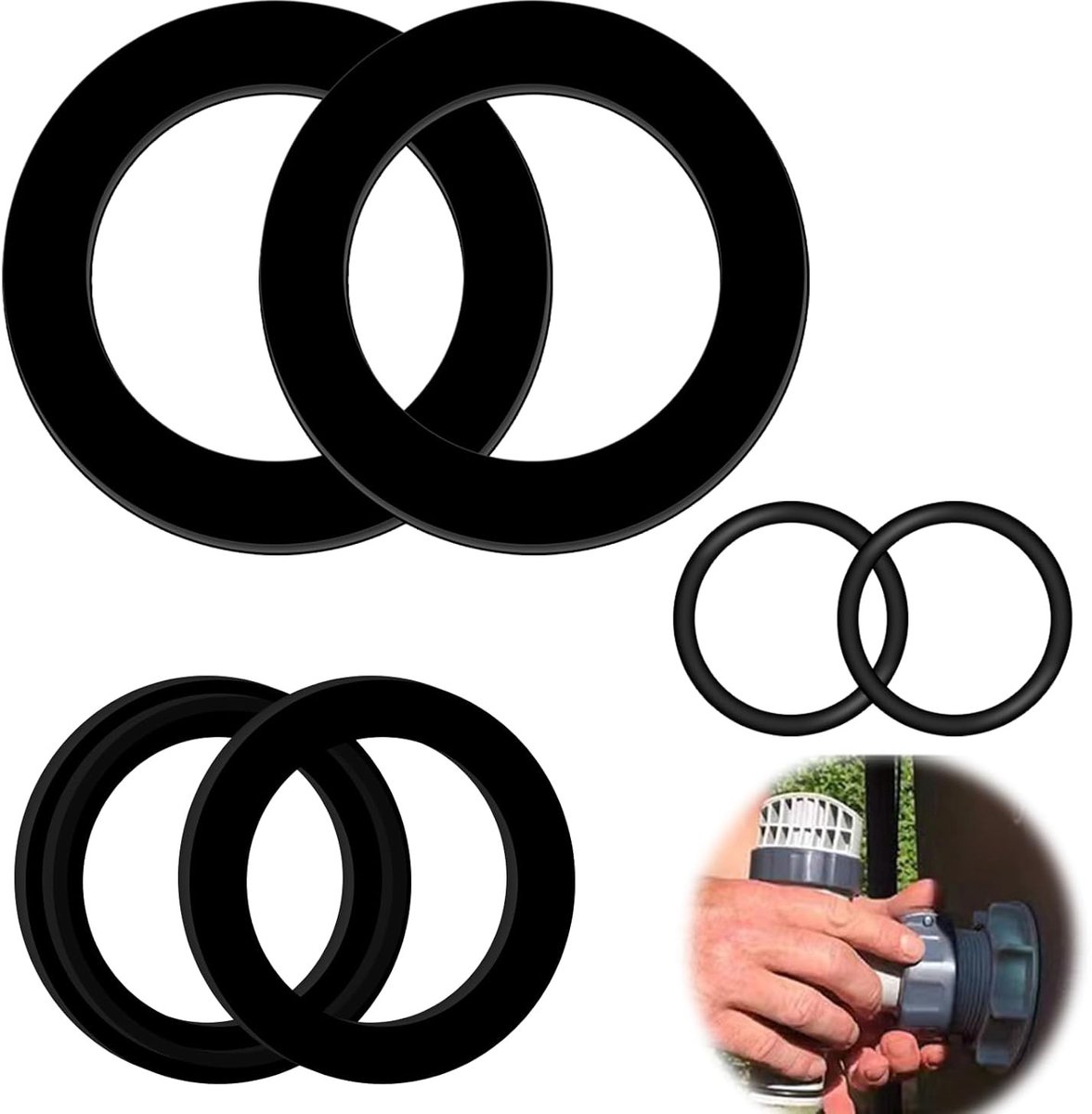 Set van 6 O-Ringen voor zwembad, rubberen afdichtingen en rondelringen voor zwembadonderdelen zoals 10747, 25006, 25010, 28633, 28635 en 28621