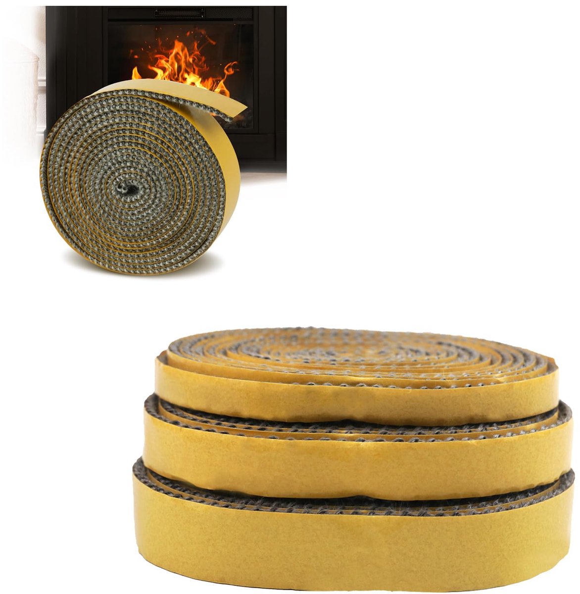 SnelShoppen - Afdichting Open Haard 3 mm x 10 mm x 3 m - Fireproof Isolatieband voor Haarden, Kachels en Tuinopenhaarden - Warmtebestendig en Duurzaam