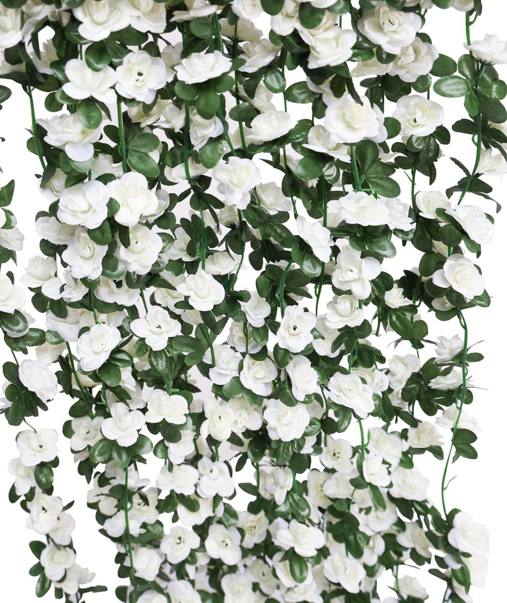 SnelShoppen - 8 stuks 250 cm Bloemenslinger Kunstrozen en Kunstbloemen, UV-bestendig Klimop Slinger voor Bruiloft, Muurdecoratie, Badkamerdecoratie, W