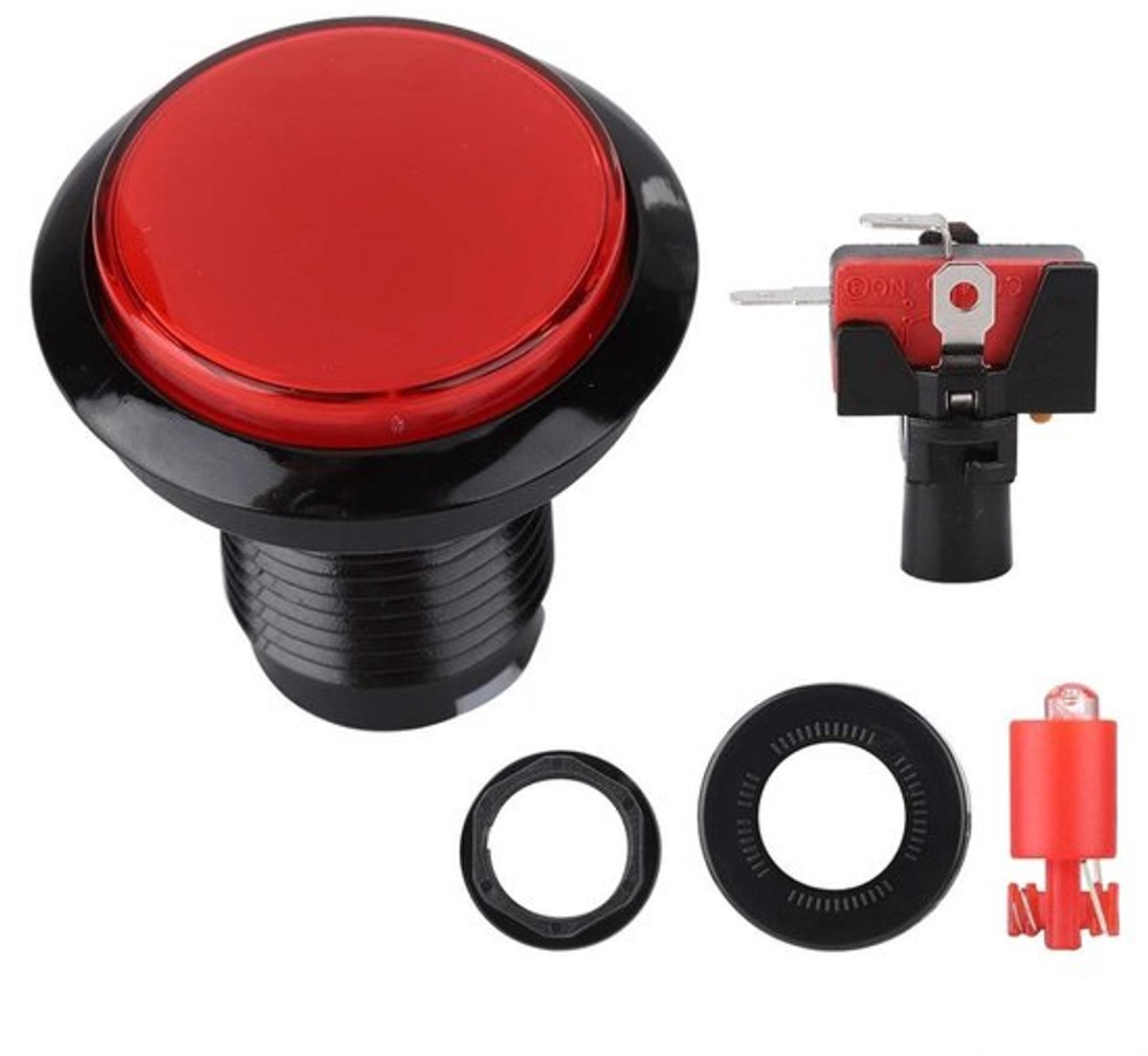 - Arcade-knoppen - LED Verlichte Drukknop - Hoogwaardige acrylkwaliteit - Rood - DIY-onderdeel voor Arcade Machines - Geschikt voor Videoga..
