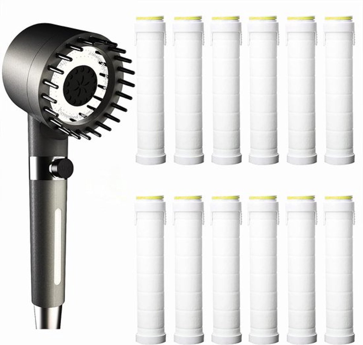 Handdouche met filter en 12 vervangende katoenen filters