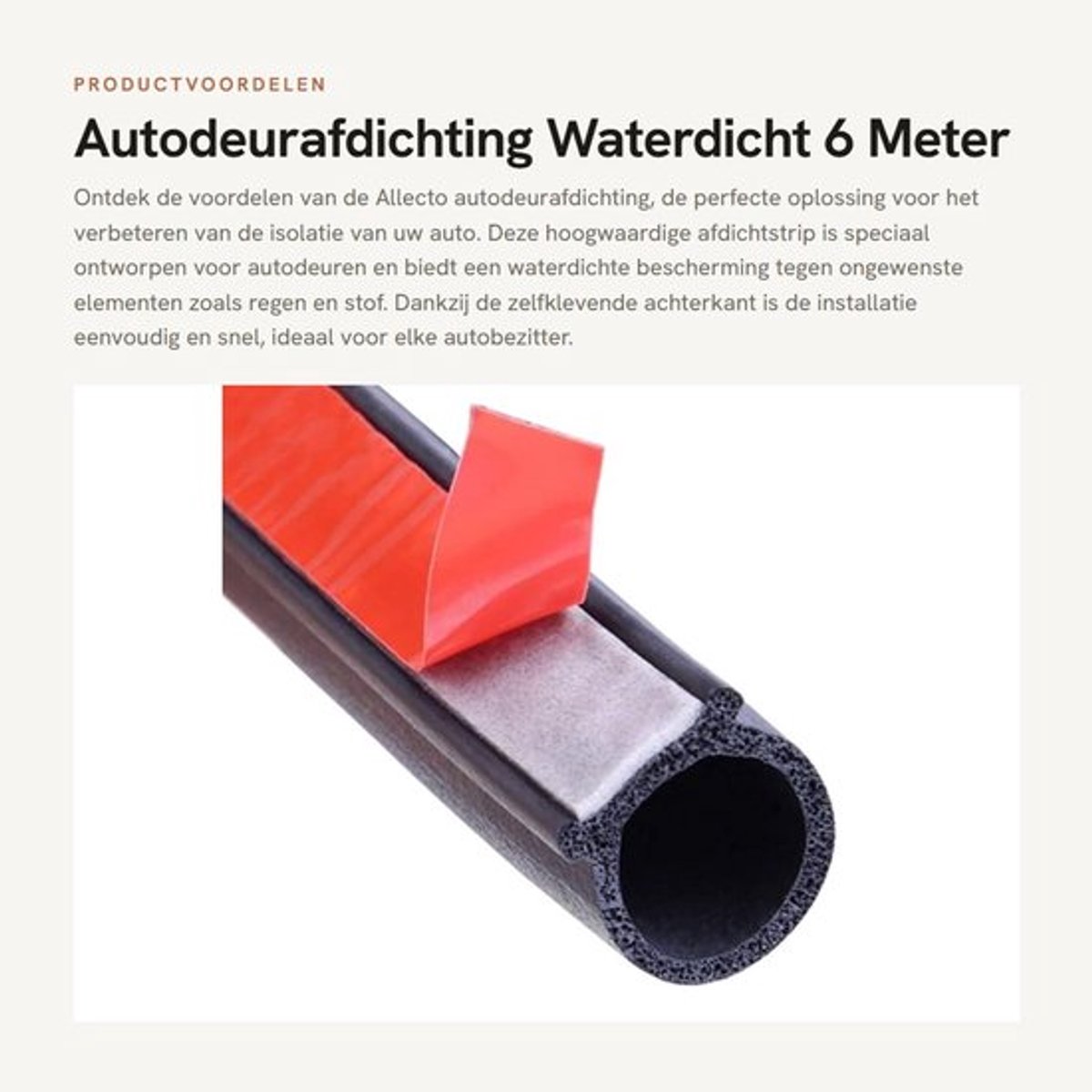 Afdichtstrip Waterdicht - Deurafdichtingskit Auto - Geluiddicht - Stofdicht - Zelfklevend - D-vormig 14mm x 12mm - Deurafdichting