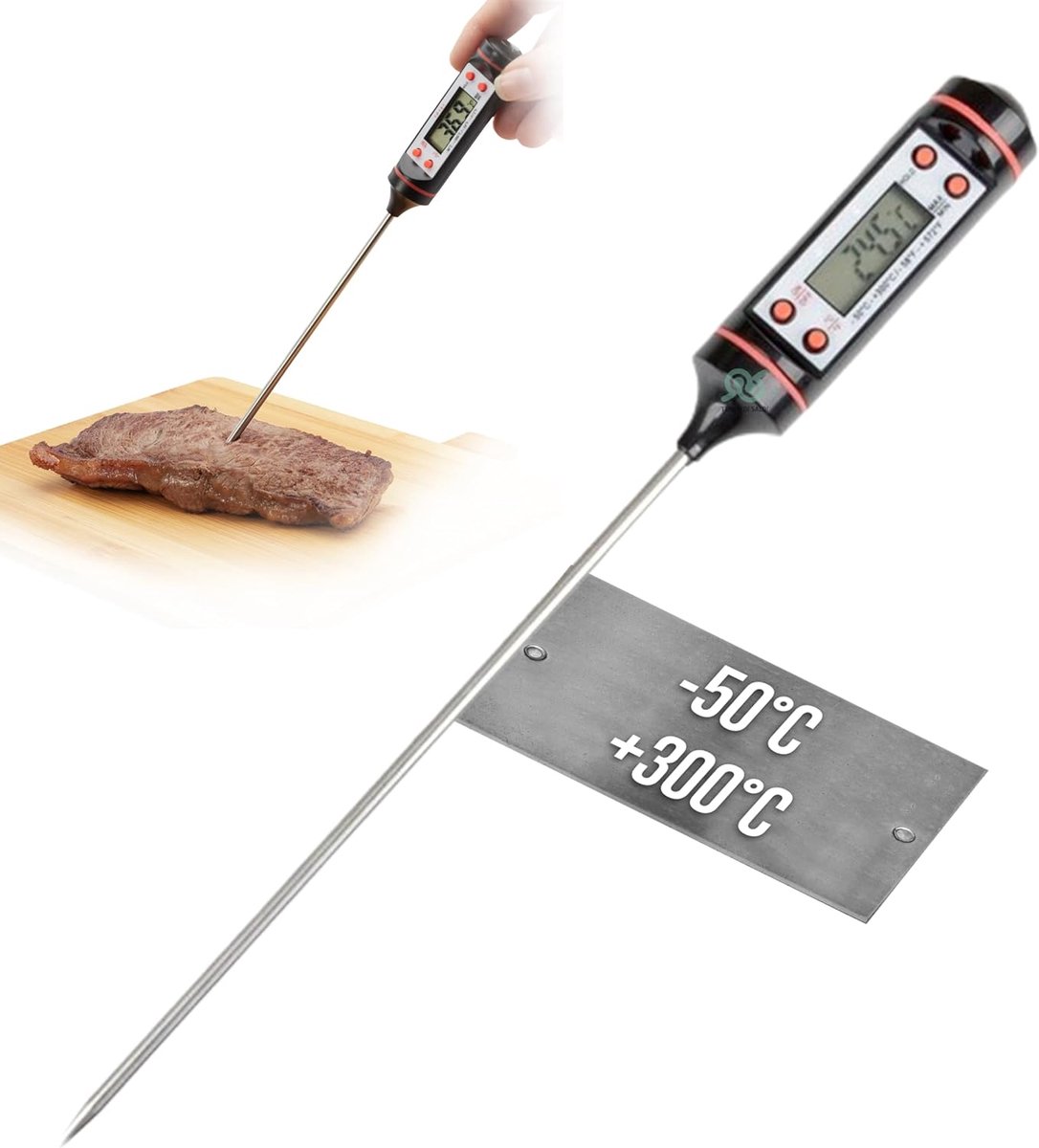 SnelShoppen - Digitale Keuken Thermometer met Stok en LCD -50 tot +300 °C - Ideaal voor Barbecue, Koken en Bakken - Fahrenheit en Celsius - Inclusief