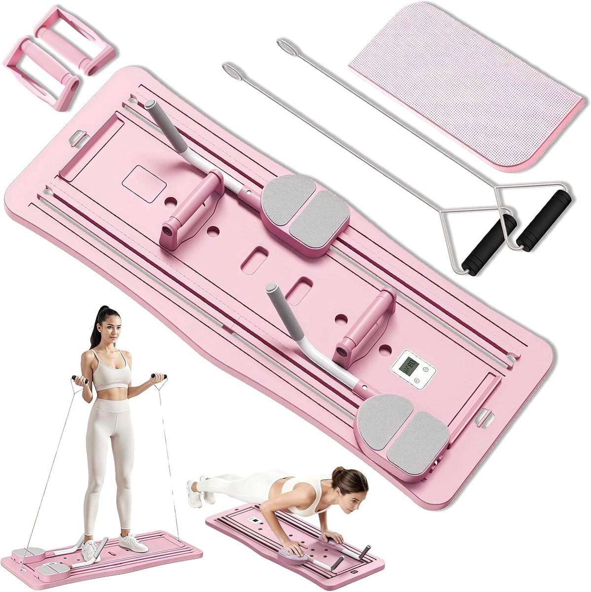 SnelShoppen - Opvouwbare Pilates Reformer 2025 - Compacte Abdominal Trainer met Dikke Knie- en Elleboogsteun, Geschikt voor Thuis en Gym