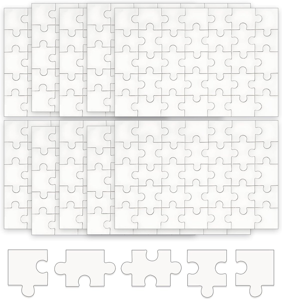 SnelShoppen - 10 Blank Puzzels voor Kinderen - Houten Mini Puzzels 10 x 15 cm - Perfect voor Verjaardagscadeaus, Educatieve Spellen en Schilderen