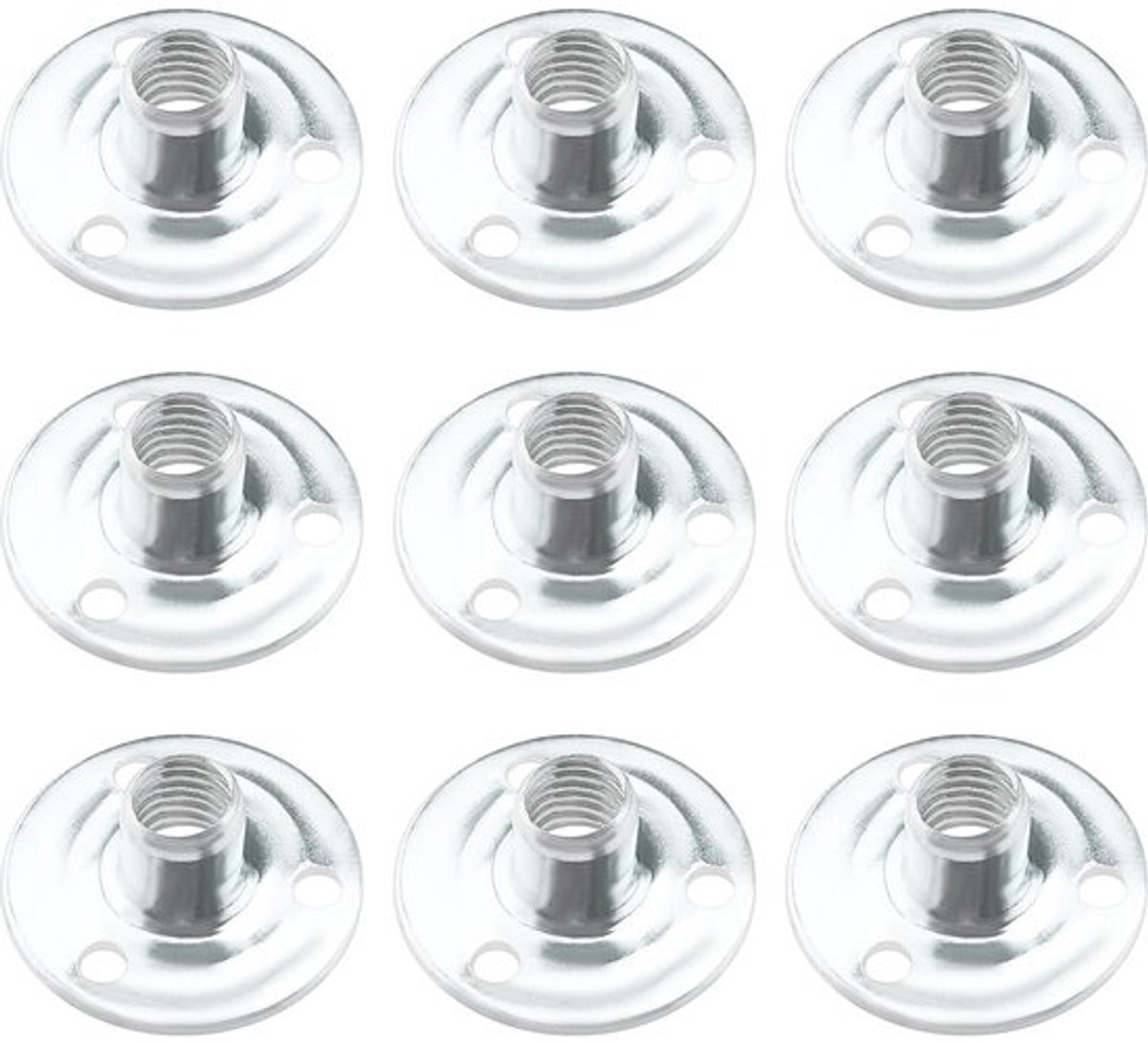 T-moer 50 Stuks - M8 Draadmaat - Gegalvaniseerd Metaal - Ronde Basis 28 mm - Anticorrosie - Voor Meubelinstallatie - Bevestigingsmoer