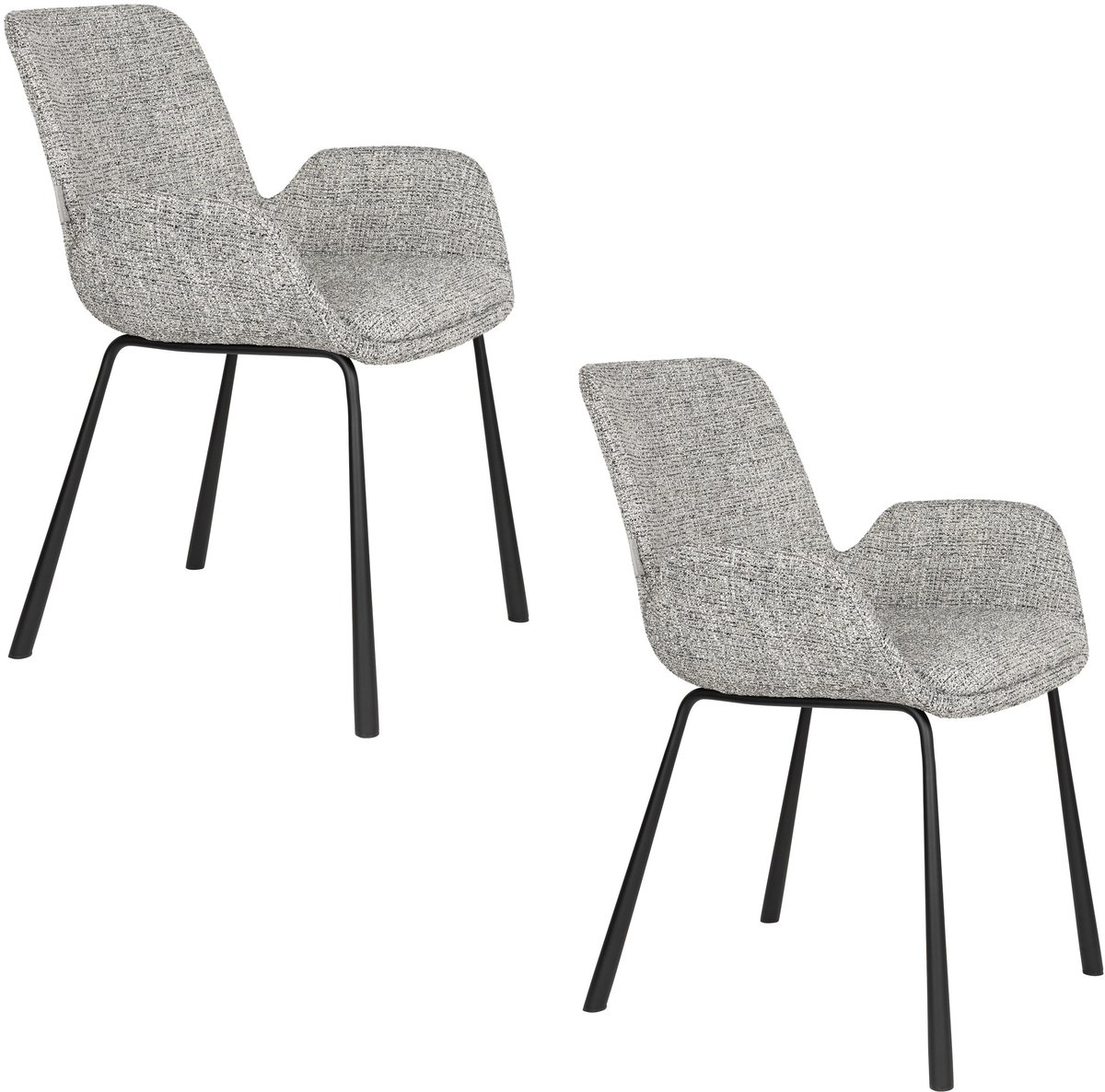 Zuiver Brit Eetkamerstoelen Armleuning Grijs - Set van 2