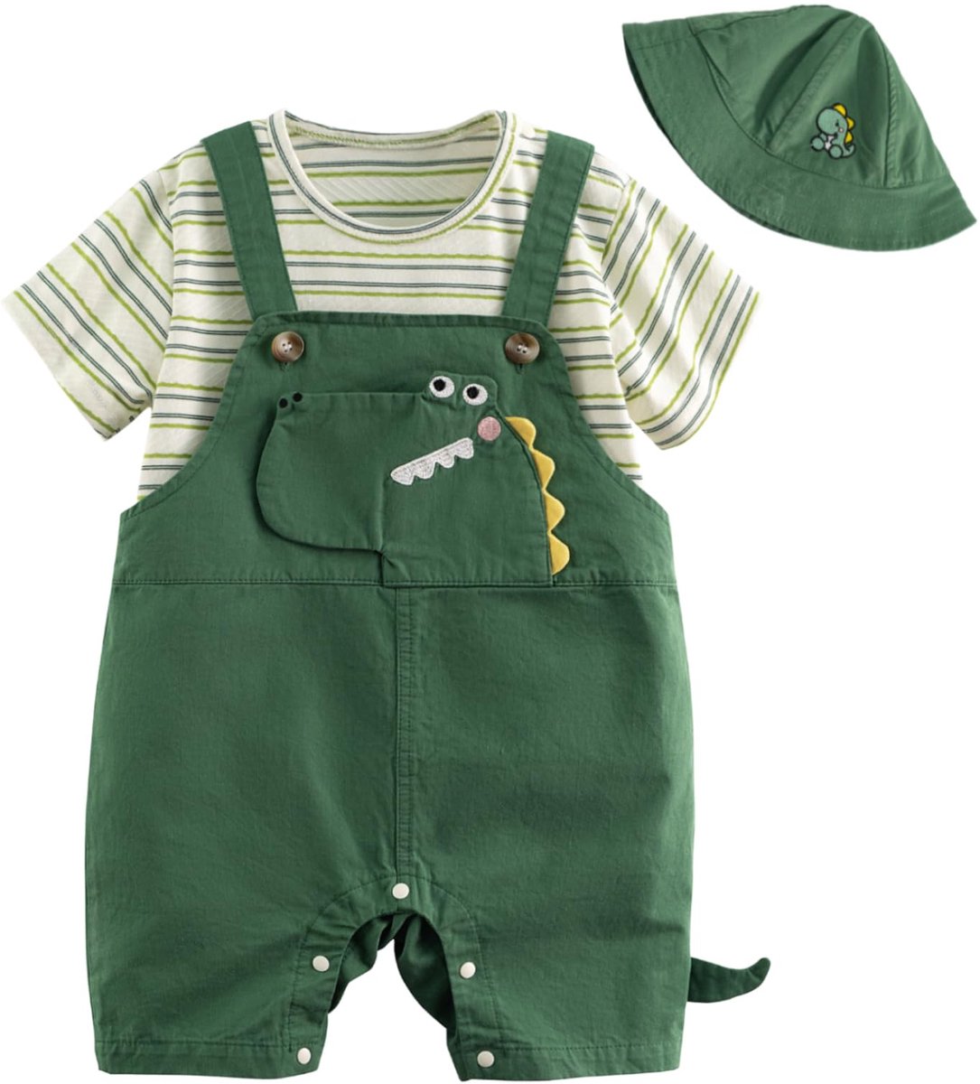 SnelShoppen - 3-delige babykledingset Zomerkleding voor Pasgeborenen tot Peuters - Korte Mouw T-shirt/Rompertje + Broek/Short + Muts - 9-12 Maanden -