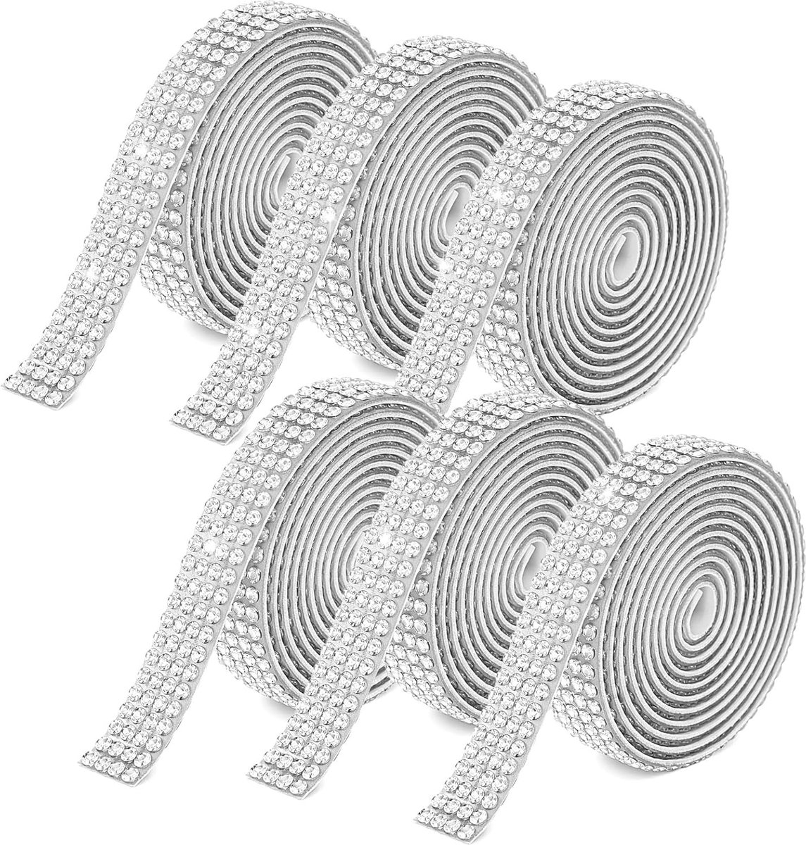 JJUNW 6 rollen strassband zelfklevend, 0,9 m zelfklevend glitterlint - ShopVlot