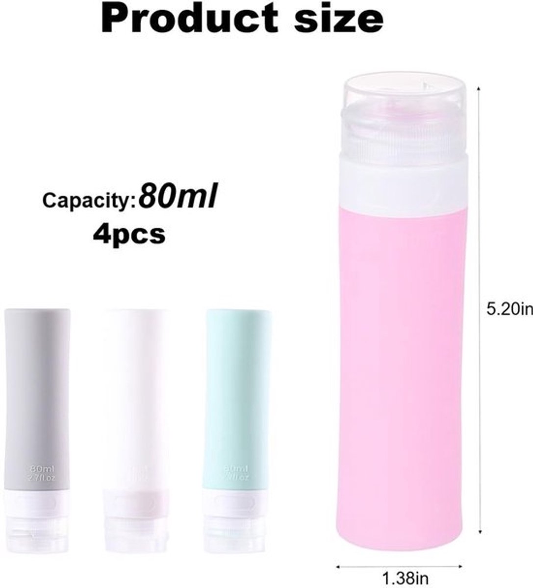 Reisflessenset 90 ml - Lekvrije Flessen - Navulbare Cosmeticaflessen - Draagbare Set - Ideaal voor Shampoo/Lotion - Stevige Constructie