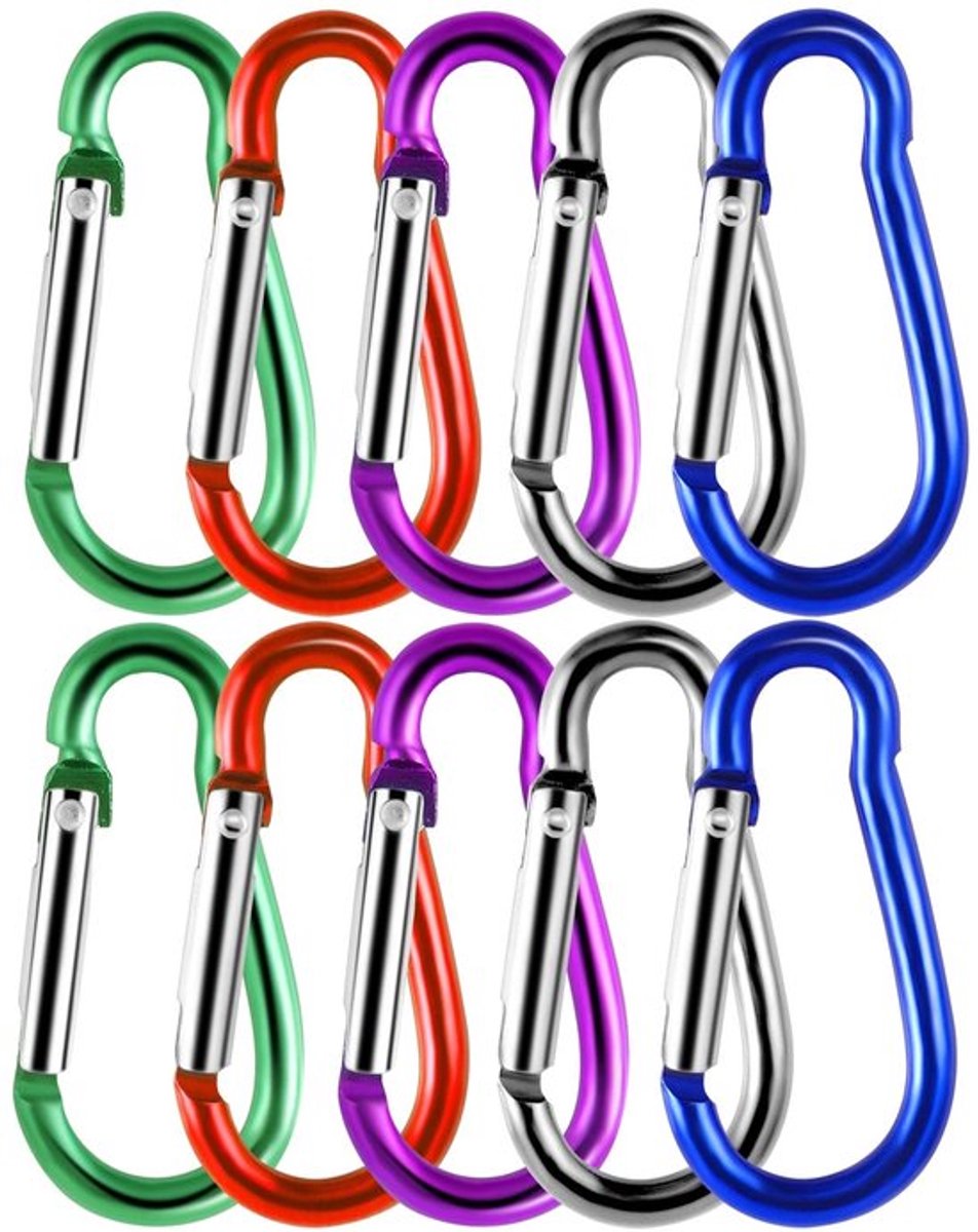 Karabijnhaak - Pakket van 30 stuks - Aluminium - Sleutelhanger - Klikvergrendeling - Duurzaam - 3,5 x 40 mm