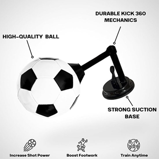Voetbaltrainer - Schottrainer Solo - Balcontrole Verbeteren - 360 Graden Draaibaar - One Size - Zwart — afbeelding 3