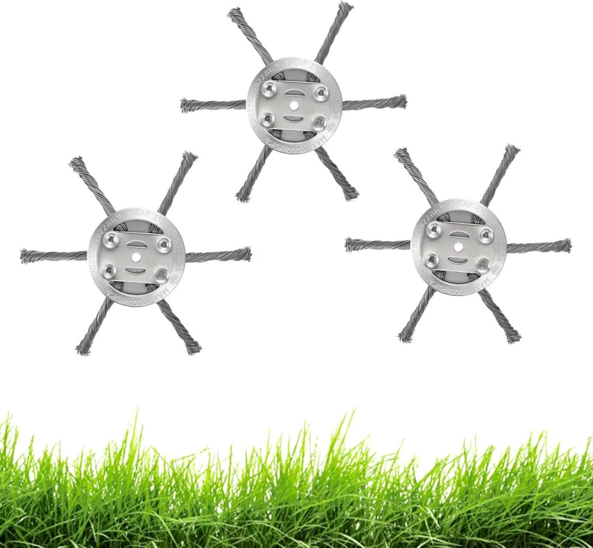 SnelShoppen - 3 Stuks Onkruidborstel voor Grastrimmer - 5 mm Boring - Effectieve Trimmerkop voor Bosmaaier - Reservekop voor Onkruid en Mos - Tuinacce