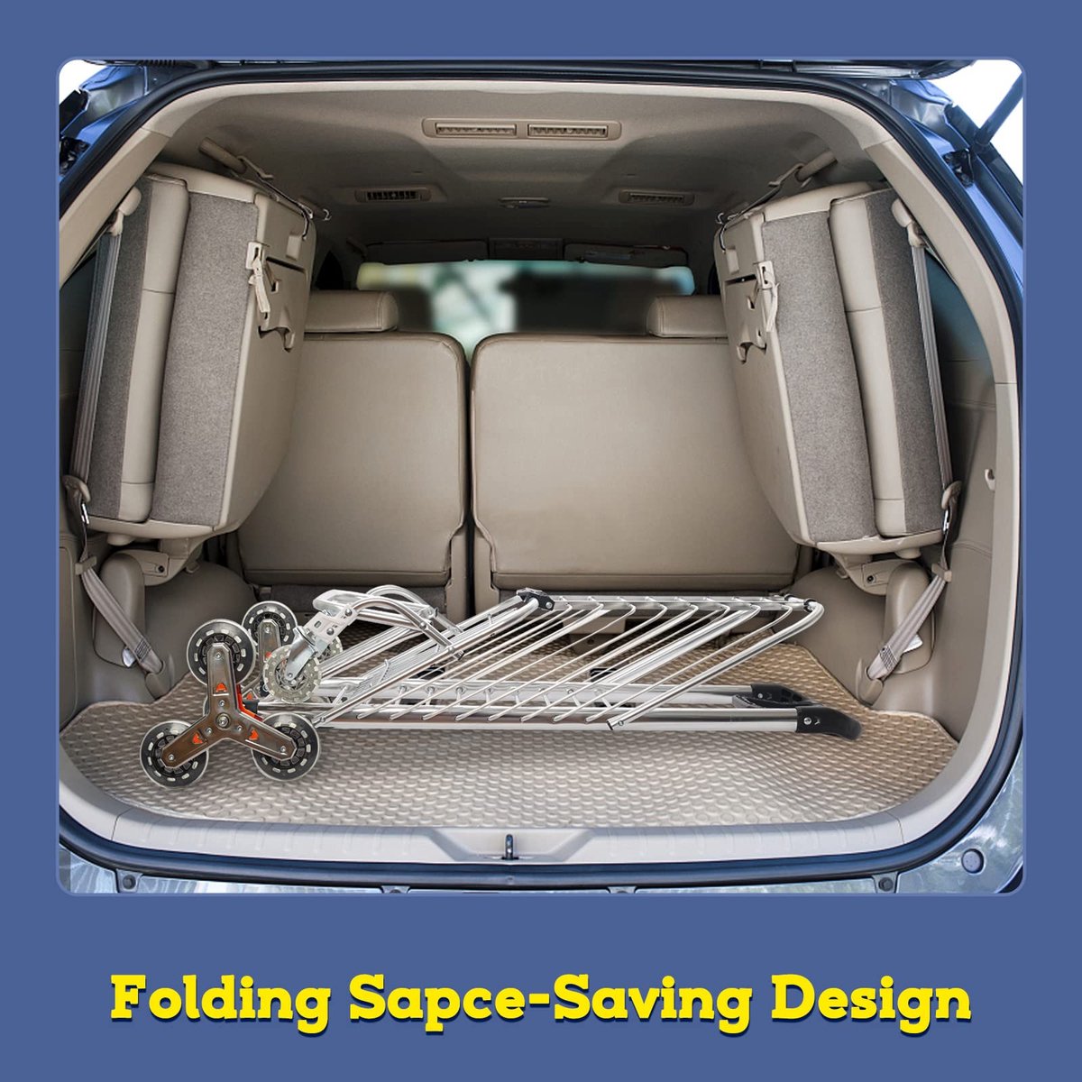 SnelShoppen - Winkelwagen met Wielen Inklapbaar Multifunctioneel voor Traplopen - Waterdichte Tas - Duurzame 8 Wielen - Aluminiumlegering - Marineblau