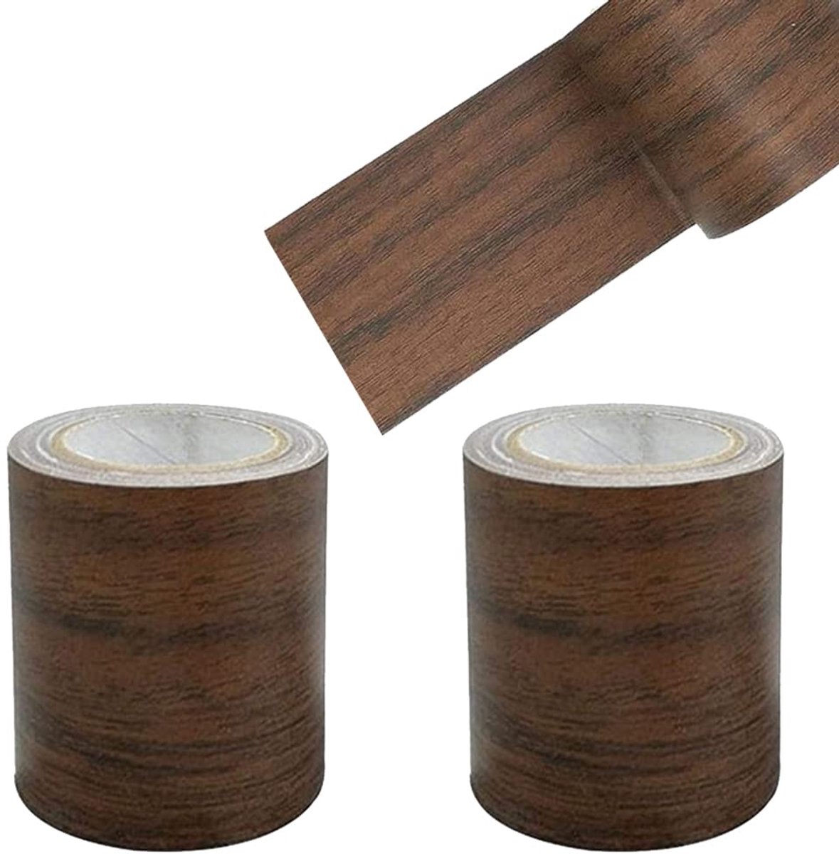 Houtlook plakband 8 cm - Donkerbruin - Realistische houtnerf - Ideaal voor meubels en plinten - SnelShoppen
