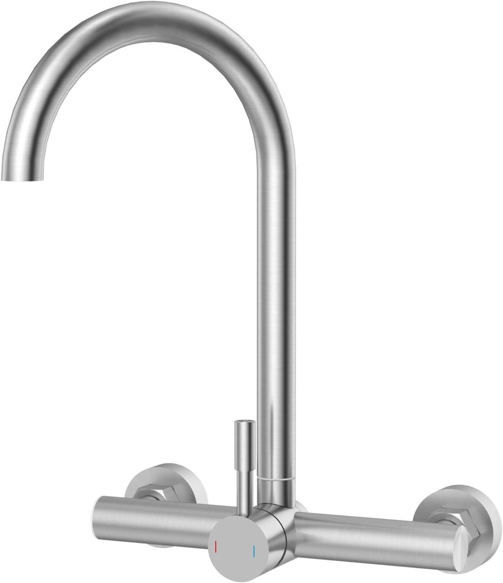 SnelShoppen - Keuken Wastafel Kranen Waterkraan Wandmontage - Hoge Kwaliteit Roestvrij Staal Keuken Kraan - Ruimtebesparend en Duurzaam Design