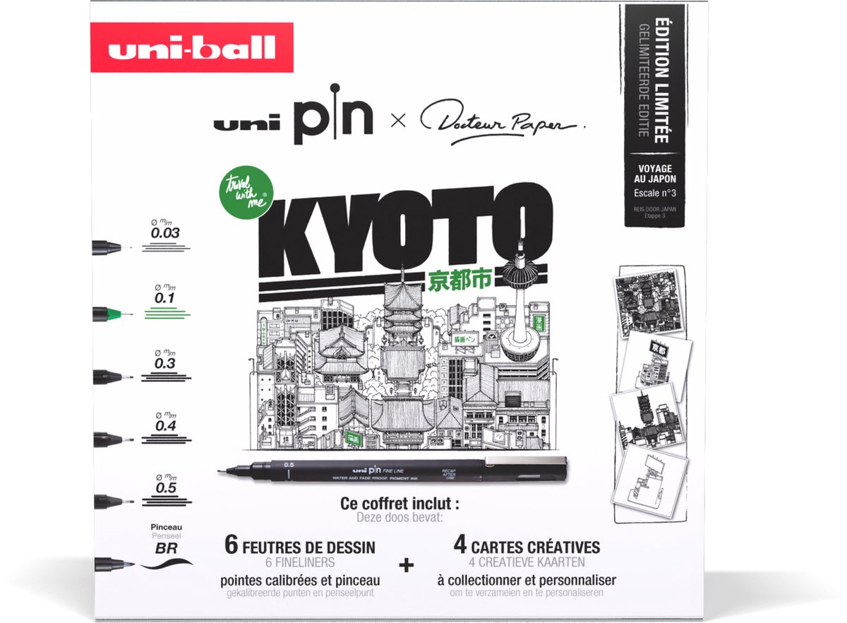Uni Pin Fineliner Koffer Kyoto