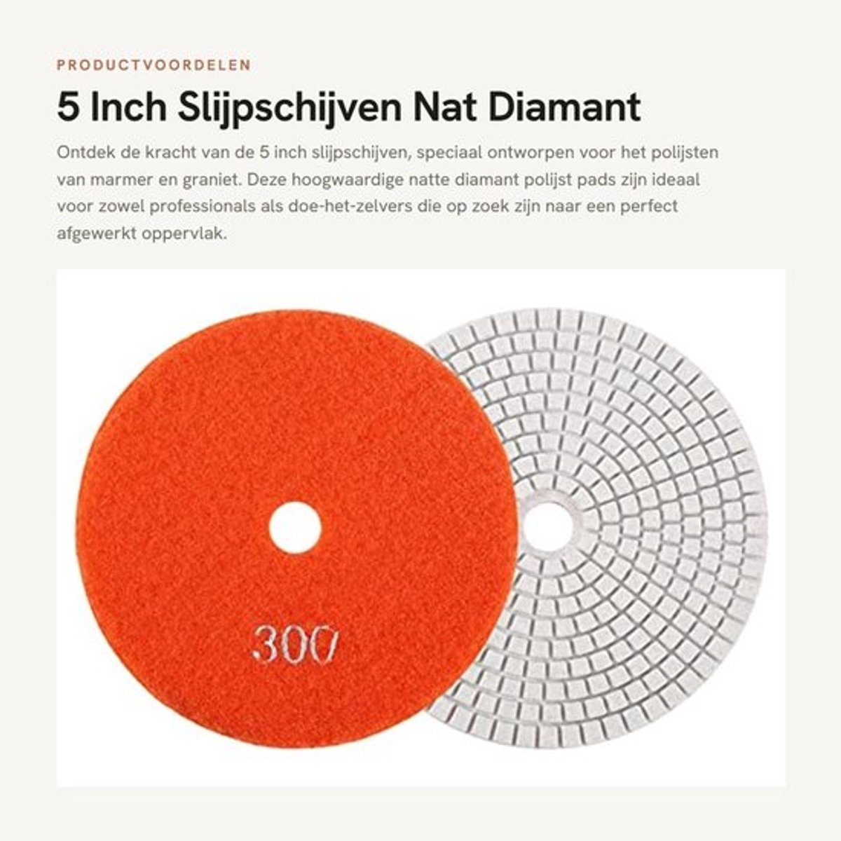 Slijpschijven 125 mm - Polijstpads 125 mm - Wet Diamond Polishing Pads - Slijpschijven voor marmer - Slijpschijven voor graniet - Professionele kwaliteit