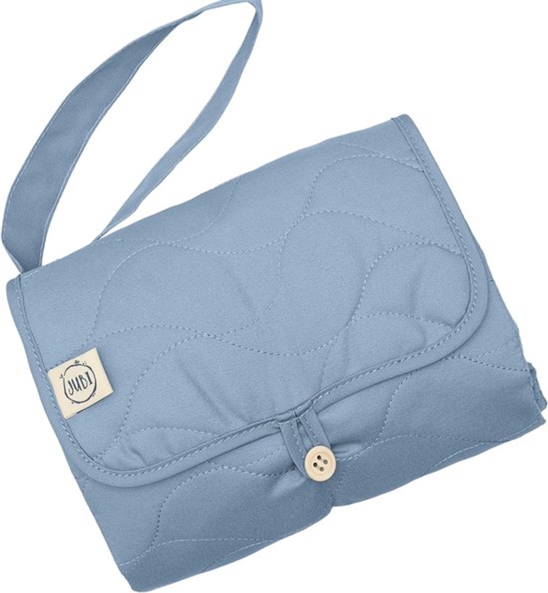 SnelShoppen - Jubi Verschoonmat On The Go Blauw – Biokatoen & Oeko-Tex Polyester – Compact, Vouwbaar en Wasbaar, Ideaal voor Reizen met Baby's